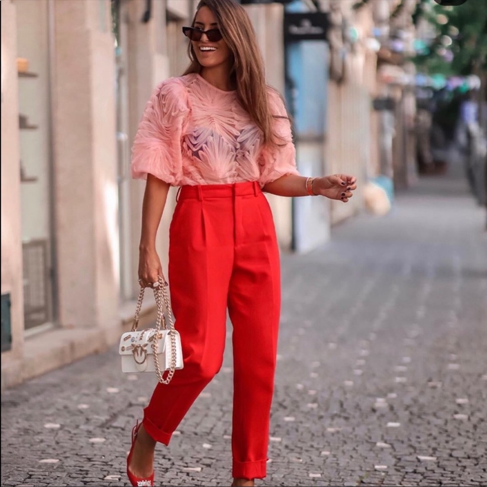 ZARA PLEATED HIGH-WAISTED PANTS